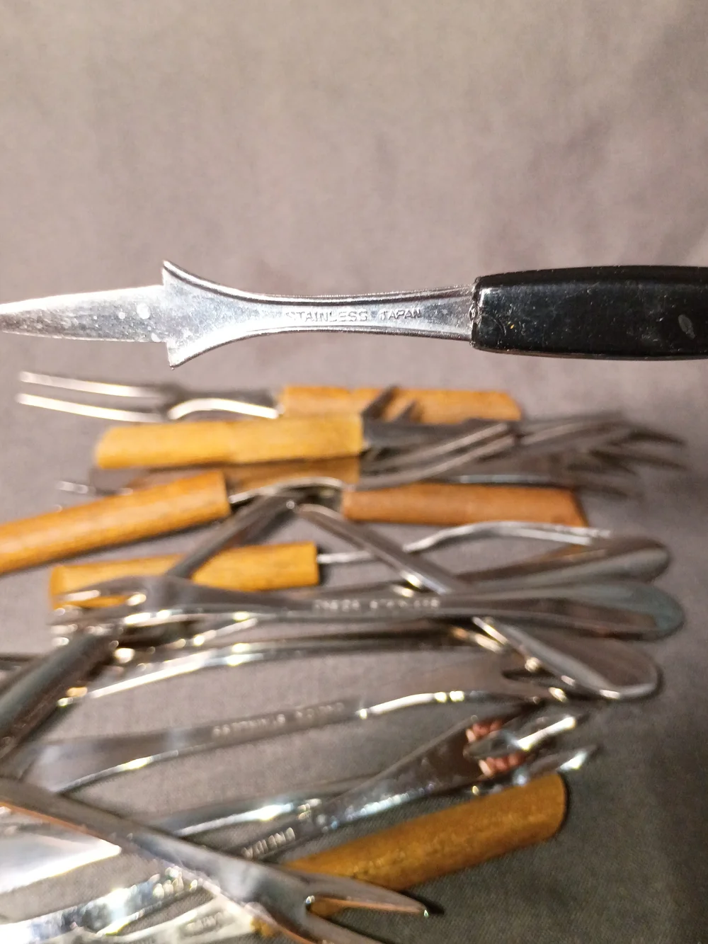 Stainless Steel Cocktail Picks with Wood Handles - Set of Forks